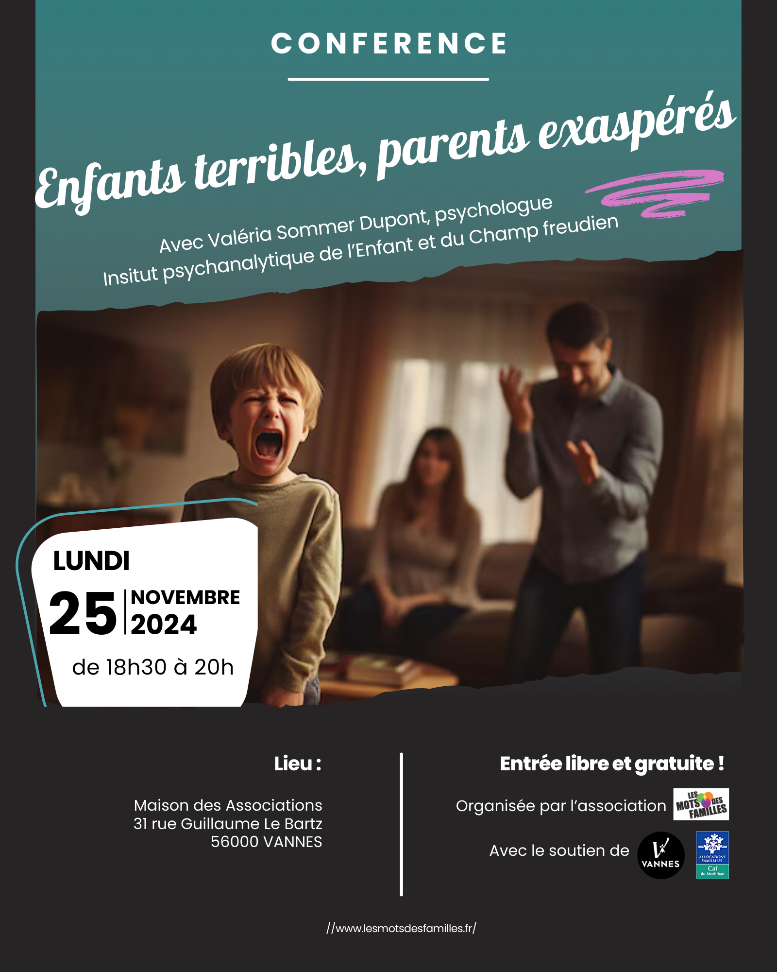 Conférence de Valéria Sommer Dupont " Enfants terribles, parents exaspérés"